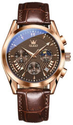 OLEVS Ceas barbatesc Olevs Cronograf Data Quartz Analog Piele naturala Ceas