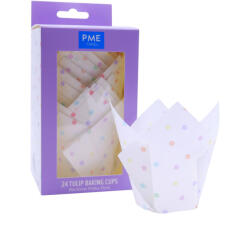 PME tulipános muffin papír, szivárványos pöttyös, 24 db (MC508)