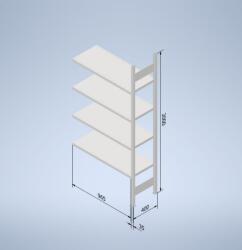  Horganyzott, teljes fémből készült STOW állvány 200x100x40 cm - 5 polc, teherbírás 800 kg - KIEGÉSZÍTŐ MODUL