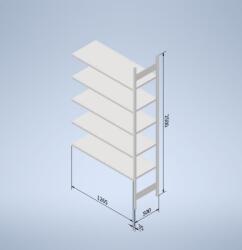  Horganyzott, teljes fémből készült STOW állvány 250x130x50 cm - 6 polc, teherbírás 960 kg - KIEGÉSZÍTŐ MODUL