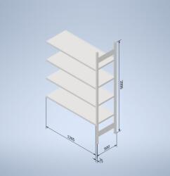  Horganyzott, teljes fémből készült STOW állvány 2000x1300x500 mm - 5 polc, teherbírás 800 kg - KIEGÉSZÍTŐ MODUL