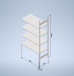  Horganyzott, teljes fémből készült STOW állvány 200x100x50 cm - 5 polc, teherbírás 800 kg - KIEGÉSZÍTŐ MODUL