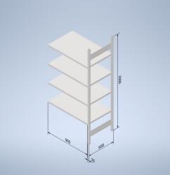  Horganyzott, teljes fémből készült STOW állvány 2000x1000x600 mm - 5 polc, teherbírás 800 kg - KIEGÉSZÍTŐ MODUL