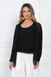SHOPIKA Blazer dama lejer cu design fluid si insertie din matase, croi relaxat, negru Talie unica