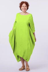 SHOPIKA Rochie lalea in colturi, din in, verde lime Talie unica