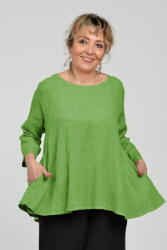 SHOPIKA Bluza evazata cu clin la spate din in, verde Talie unica