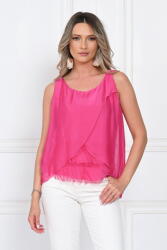 SHOPIKA Top dama lejer cu straturi suprapuse si detalii raw edge, croi fluid, fucsia Talie unica