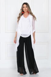 SHOPIKA Blazer dama midi din matase tip kimono, croi fluid pentru layering, alb Talie unica
