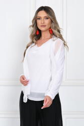 SHOPIKA Blazer dama lejer cu design fluid si insertie din matase, croi relaxat, alb Talie unica