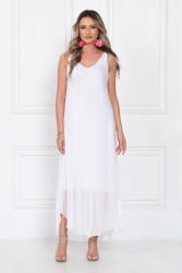 SHOPIKA Rochie lunga din matase cu croi fluid si bretele fine, eleganta, alba Talie unica