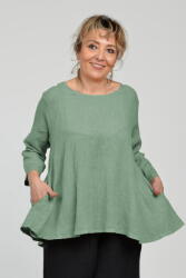 SHOPIKA Bluza evazata cu clin la spate din in, verde menta Talie unica