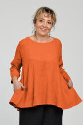SHOPIKA Bluza evazata cu clin la spate din in, caramizie Talie unica