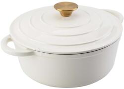 Perfect Home Oala fonta emailata cu capac crem Perfect Home 17920, 20 cm, 2L