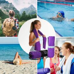 Be-Active. pl Gyorsan száradó mikroszálas törölköző 130x80 lila-türkiz (RS03)