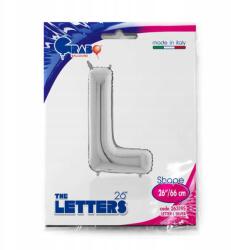 Grabo Fólia lufi, L betű, 66cm, ezüst színű
