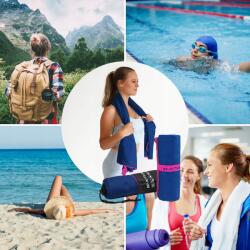 Be-Active. pl Gyorsan száradó mikroszálas törölköző 180x100 sötétkék-rózsaszín (RS12)