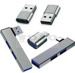DAO Shop Set 6 adaptoare USB-A, USB-C, spliter USB, metal-plastic, gri (set.adaptoareUSB)