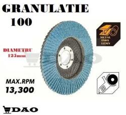 DAO Shop Disc lamelar DAO, 125 mm, granulatie 100, metal, inox, lemn, gaura flex 22.23mm (lamelare.100)