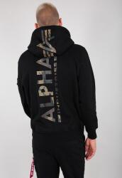 Alpha Industries Mikina Back Print Hoody Camo Print - fekete/woodland (178318CP/380) Méret: XXL/Regular