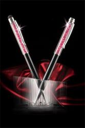 Art Crystella Golyóstoll, fekete, felül pink SWAROVSKI® kristállyal töltve, 14 cm, ART CRYSTELLA® (TSWG160) - papirdepo