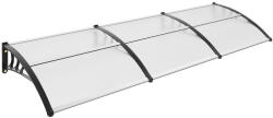Moxu Műanyag Előtető, 300x90 cm, Fekete Színű Fali Tartóelemekkel, Áttetsző Polikarbonát Lapokkal (BPW-ET-300-90-BK)
