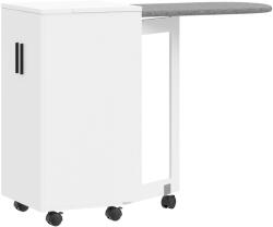 HOMCOM Mobilier pentru Masa de Călcat Pliabil cu Roți, Raft Reglabil și Închidere Soft Close, din Lemn și Material Textil, 128x43x83 cm, Alb | Aosom Romania (83D-161V80WT)