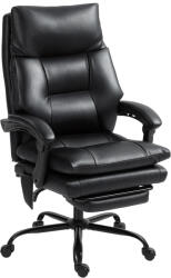 HomCom Scaun birou ergonomic fotoliu de birou din PU suport lombar gonflabil spătar înclinabil înălțime reglabilă negru | Aosom Romania (921-882V01BK)