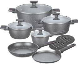 Klausberg Fazekak és serpenyők készlet, Klausberg KB-7832, 12 db, alumínium, márvány, különböző kapacitású, szürke (KB7832)