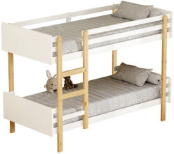  Emeletes ágy, 90x200, tölgy/fehér, DAMLA - pepita