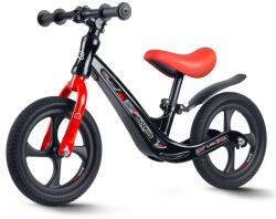 RicoKids Kétkerekű futóbicikli, Ricokids Funnu, fekete/piros, magnézium váz, EVA habkerekek 29 cm, állítható ülésmagasság 35-42 cm, gumírozott markolatok ütközőkkel, könnyű (TE760501) (TE760501)