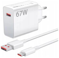 Xiaomi AC зарядно устройство USB гнездо 67W, PD бързо зарядно устройство + Type-C кабел, БЯЛО MDY-14-EW (MDY-14-EW)
