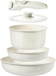 Goldmann Set oale și tigăi cu mâner detașabil Goldmann GM-1005, 5 piese, Inducție, Finisaj marmură, Bej (GM-1005)