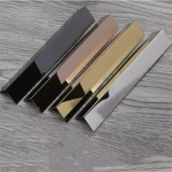  L sarokprofil, rozsdamentes acél, 10x10x3050 mm, fényes felülettel - Rosegold - #000000 - Fekete (MR-59011)