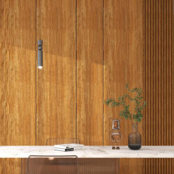  Falpanel, fa mintával, bambuszrost, 280x120 cm - Warm Hazel - 280x120 cm (MR-41143)