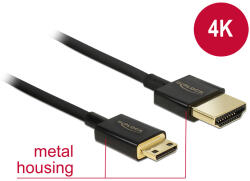 Delock cablu HDMI de mare viteză cu Ethernet - HDMI-A male la HDMI Mini-C male la HDMI Mini-C male 4K 0, 5 m subțire Premium