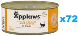 Applaws Cat Sajtos csirkemell húslevesben 72x156 g