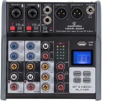 Soundsation - MIOMIX 202M 4-csatornás Professzionális Audió keverő Media Player BT és Digitális Echo effektel