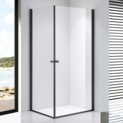 STUXI Bari Duo Black 100x80 aszimmetrikus 2 nyíló ajtós zuhanykabin 6 mm vízlepergető biztonsági üveggel, matt fekete (TL-6109B-100-TL-6109B-80)