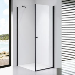 STUXI Bari Black 100x120 aszimmetrikus nyílóajtós zuhanykabin 6 mm vízlepergető biztonsági üveggel, matt fekete (TL-6109B-100-TL-6108B-120)