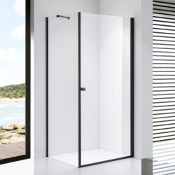 STUXI Bari Black 100x80 aszimmetrikus nyílóajtós zuhanykabin 6 mm vízlepergető biztonsági üveggel, matt fekete (TL-6109B-100-TL-6108B-80)