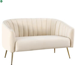  Design kétszemélyes kanapé, bézs Velvet szövet/gold króm-arany, BAGY