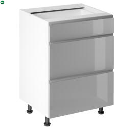  Alsószekrény, fehér/szürke extra magasfényű HG, AURORA D60S3