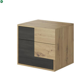  Éjjeliszekrény, fekete norvég fenyő/artisan tölgy, BAFRA