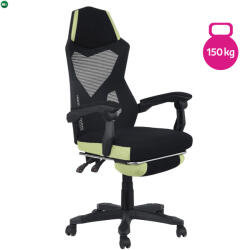  Irodai/gamer szék, fekete/zöld, teherbírás 150 kg, JORIK