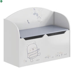  Játéktároló láda tárhellyel, fehér, BEAR