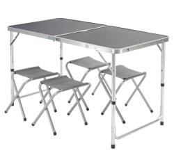 Daube Összecsukható alumínium kempingasztal 120x60x55/62/70 cm állítható magasságú piknikasztal, bőröndasztal
