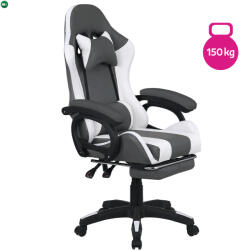  Irodai/gamer szék RGB LED világítással, fekete/fehér, JOVELA