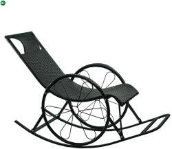  Hintaszék, rattan/fém, fekete, ROKIN