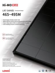 LONGi Panou fotovoltaic monocristalin 465W cu eficienta ridicata si design transparent (LR7-54HVD-465M)