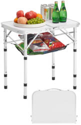 VEVOR Összecsukható kempingasztal 60x40 cm állítható magassággal hordozható piknik és grill asztal ezüst színben